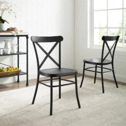 Set Of 2 Camille Dining Chair Matte Black - Crosley -HOMCOM Sales Store GUEST 2ba40142 c121 4541 847b 41f628e0795b