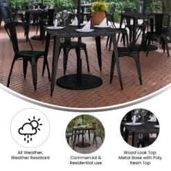 Flash Furniture Declan Commercial Indoor/Outdoor Dining Table With Umbrella Hole, 36" Square All Weather Poly Resin Top And Steel Base -HOMCOM Sales Store GUEST 2bad970f d079 4766 ad25 7d57325f2107