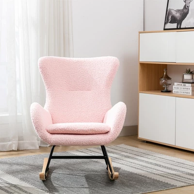 Upholstered Rocking Accent Chair With High Backrest And Armrests-ModernLuxe 3 Upholstered Rocking Accent Chair With High Backrest And Armrests-ModernLuxe