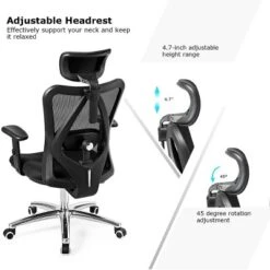 High Back Mesh Office Chair Adjustable Lumbar Support&Headrest Home Study Black -HOMCOM Sales Store GUEST 2c7fce31 d2c6 40bc 873a dc49f07c8970
