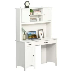 HOMCOM Computer Desk With Hutch, Home Office Workstation With Storage Shelves Drawers Cabinets -HOMCOM Sales Store GUEST 30aab3ed 61d8 4794 857a 9cd9abe26b1c