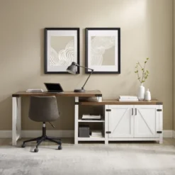 Farmhouse Rustic L Shaped Desk With Storage - Saracina Home -HOMCOM Sales Store GUEST 30acac7c 2304 4c2e a40f 518f02764d32