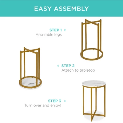 Best Choice Products 16in Faux Marble Modern Round Living Room Accent Side Table W/ Metal Frame 7 Best Choice Products 16in Faux Marble Modern Round Living Room Accent Side Table W/ Metal Frame - Image 5