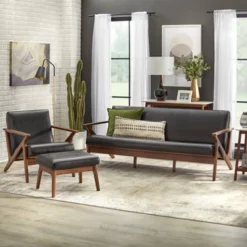 Bianca Mid-Century Modern Armchair Black/Walnut - Buylateral -HOMCOM Sales Store GUEST 315f2f65 2f52 4bc9 976c 622c9d234098