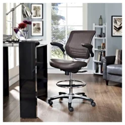 Edge Mesh Vegan Leather Seat Office Chair With Flip-Up Arms Black - Modway -HOMCOM Sales Store GUEST 318c21f2 988e 49af aaf0 599bd496f6e6