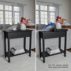 Flip Top End Table With Storage Compartment And Lower Shelf Matte Black - Yorkshire Home -HOMCOM Sales Store GUEST 3204d415 b7ad 4e0b 9b79 4be5246132bd