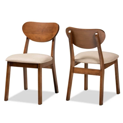 2pc Damara Fabric Upholstered And Wood Dining Chair Set - Baxton Studio 10 2pc Damara Fabric Upholstered And Wood Dining Chair Set - Baxton Studio - Image 8