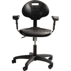 16"-21" Adjustable Height Polyurethane Task Office Chair With Arms Black- Hampden Furnishings