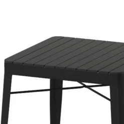 Flash Furniture Helvey 31.5" Square Commercial Grade Indoor/Outdoor Black Steel Patio Dining Table For 4 With Black Poly Resin Slatted Top -HOMCOM Sales Store GUEST 33a81c8e 801b 456e 8c6d 7364fa7781c1