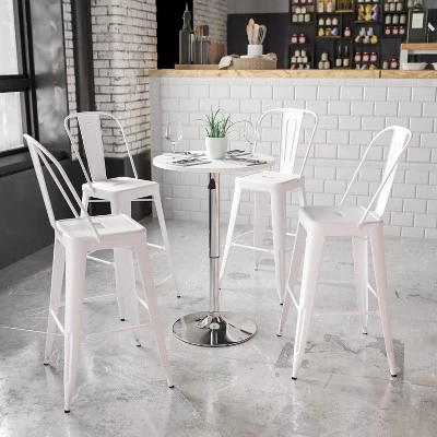 Emma And Oliver 23.75" Round 26.25" - 35.75 Adjustable Height White Wood Table 3 Emma And Oliver 23.75" Round 26.25" - 35.75 Adjustable Height White Wood Table