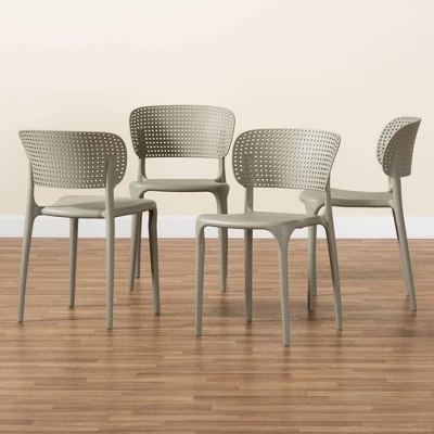 4pc Rae Plastic Stackable Dining Chair Set - Baxton Studio 8 4pc Rae Plastic Stackable Dining Chair Set - Baxton Studio - Image 6