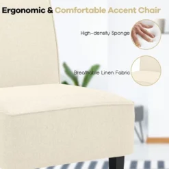 Costway Modern Armless Accent Chair Fabric Single Sofa WithRubber Wood Legs Beige/Gray -HOMCOM Sales Store GUEST 365e3595 65b3 4e37 bb93 076ebb4079dc
