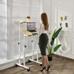 Costway Mobile Standing Desk Rolling Adjustable Laptop Cart Home Office WalnutNatural 16 Costway Mobile Standing Desk Rolling Adjustable Laptop Cart Home Office WalnutNatural -HOMCOM Sales Store GUEST 3661bcb4 e560 430f 9105 390581e845c8