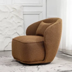 Boucle Upholstered Swivel Barrel Chair - Kinwell -HOMCOM Sales Store GUEST 37db4576 c2b1 4d40 8394 d860be9d818a