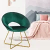 Costway Modern Velvet Accent Chair Upholstered Vanity Chair W/Golden Metal Leg PinkDark GreenGrey -HOMCOM Sales Store GUEST 393fc127 8501 47fa 9295 d1c35e220e9d