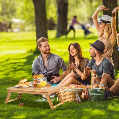 Costway Bamboo Laptop Desk Adjustable Folding Bed Tray W/Drawer Heat Dissipation 5 Costway Bamboo Laptop Desk Adjustable Folding Bed Tray W/Drawer Heat Dissipation - Image 3