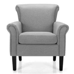 Costway Set Of 2 Upholstered Fabric Accent Chairs W/ Rubber Wood Legs Dark GrayLight Gray -HOMCOM Sales Store GUEST 3988bdf8 d8db 4981 a1df 939a8a0d7bd0
