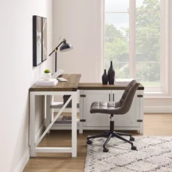 Farmhouse Rustic L Shaped Desk With Storage - Saracina Home -HOMCOM Sales Store GUEST 3998858b 4a5e 4eda a0e8 c9ecb3ac0b1d