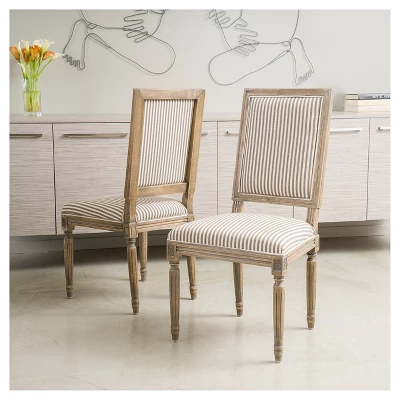 Set Of 2 Madison Weathered Oak Dining Chairs Dark Coffee - Christopher Knight Home 3 Set Of 2 Madison Weathered Oak Dining Chairs Dark Coffee - Christopher Knight Home