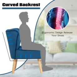 Costway Leisure Chair And Ottoman Thick Padded Velvet Tufted Sofa Set W/ Wood Legs PinkBlue Green 17 Costway Leisure Chair And Ottoman Thick Padded Velvet Tufted Sofa Set W/ Wood Legs PinkBlue Green -HOMCOM Sales Store GUEST 39e63d52 4311 4a40 9852 023050562c84