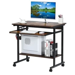 Costway Computer Desk Rolling Laptop Cart Writing Workstation W/ Keyboard Tray 19 Costway Computer Desk Rolling Laptop Cart Writing Workstation W/ Keyboard Tray -HOMCOM Sales Store GUEST 3a8e6ac5 3c43 4ae9 ab08 9fda78e4a92f