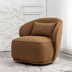 Boucle Upholstered Swivel Barrel Chair - Kinwell -HOMCOM Sales Store GUEST 3bb3f969 d1c2 4ef8 86c6 0b9378ee6cf6
