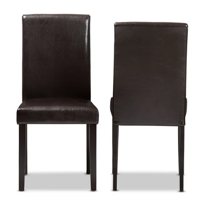 Set Of 2 Mia Modern And Contemporary Faux Leather Upholstered Dining Chairs Dark Brown - Baxton Studio 3 Set Of 2 Mia Modern And Contemporary Faux Leather Upholstered Dining Chairs Dark Brown - Baxton Studio