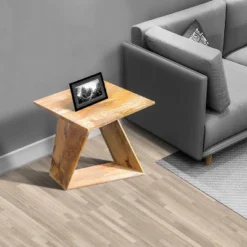 Square Top End Table With Illusion Wooden Frame Oak Brown - The Urban Port -HOMCOM Sales Store GUEST 3fe65497 8e0c 46ba ad74 07d9fa9e9905