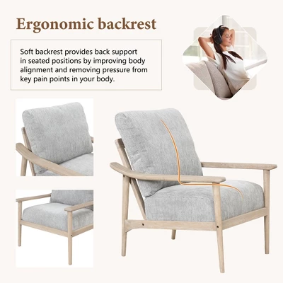 Retro Accent Chair With Solid Wood Frame And Vertical Slatted Back-ModernLuxe 8 Retro Accent Chair With Solid Wood Frame And Vertical Slatted Back-ModernLuxe - Image 6