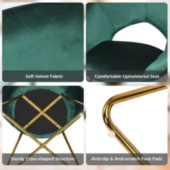 Costway Modern Velvet Accent Chair Upholstered Vanity Chair W/Golden Metal Leg PinkDark GreenGrey -HOMCOM Sales Store GUEST 42874128 c640 4e08 a6c5 029f01406fac