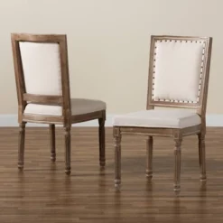 Set Of 2 Louane Fabric Upholstered And Wood Dining Chairs - Baxton Studio -HOMCOM Sales Store GUEST 42cd93d2 fefa 40ba 8fb6 458712f690ce