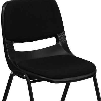 Flash Furniture HERCULES Series 880 Lb. Capacity Black Padded Ergonomic Shell Stack Chair With Black Frame 6 Flash Furniture HERCULES Series 880 Lb. Capacity Black Padded Ergonomic Shell Stack Chair With Black Frame - Image 4