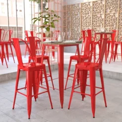 Flash Furniture Declan Commercial Indoor/Outdoor Bar Top Table, 30" Round All Weather Poly Resin Top With Steel Base -HOMCOM Sales Store GUEST 43699f06 040e 4bc3 9cdf c8bc666a1e96