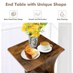 Costway 2PCS Side Table Sofa Couch Table Compact C-shape End Table Snack Coffee Table -HOMCOM Sales Store GUEST 43c9de1c 86de 4ee3 8ab5 39be67885ba8