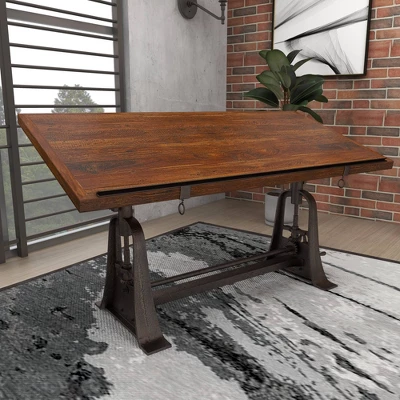 Industrial Teak Wood Console Table Brown - Olivia & May 5 Industrial Teak Wood Console Table Brown - Olivia & May - Image 3