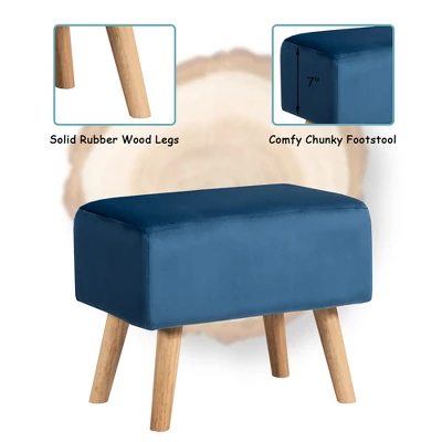Costway Leisure Chair And Ottoman Thick Padded Velvet Tufted Sofa Set W/ Wood Legs PinkBlue Green 9 Costway Leisure Chair And Ottoman Thick Padded Velvet Tufted Sofa Set W/ Wood Legs PinkBlue Green - Image 7