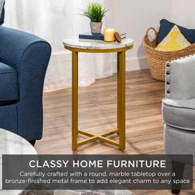 Best Choice Products 16in Faux Marble Modern Round Living Room Accent Side Table W/ Metal Frame 3 Best Choice Products 16in Faux Marble Modern Round Living Room Accent Side Table W/ Metal Frame