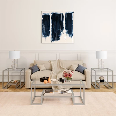 Metal Double Cross Legged Side Table In Nickel - Henn&Hart 7 Metal Double Cross Legged Side Table In Nickel - Henn&Hart - Image 5