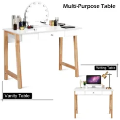 Computer Desk Laptop PC Writing Table Makeup Vanity Table W/Drawer And Wood Legs -HOMCOM Sales Store GUEST 4666a235 8642 49b6 9212 804a3d0debdd