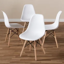 Set Of 4 Sydnea Mid Century Modern Acrylic Wood Finished Dining Chairs White - Baxton Studio -HOMCOM Sales Store GUEST 46b5ed3c 137c 4cf8 91a0 3982f96c8022