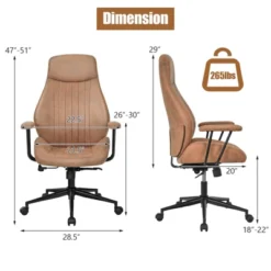 Costway High Back Office Chair Reclining Task Chair Suede Fabric BrownRed -HOMCOM Sales Store GUEST 48bb991e 0177 48f7 bf78 93e8873ff621