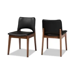 2pc Afton Faux Leather Upholstered And Wood Dining Chair Set - Baxton Studio -HOMCOM Sales Store GUEST 498f2c98 2152 4cfa a671 5a5b5093a992