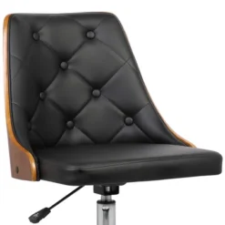 Diamond Mid-Century Office Chair In Chrome Finish With Tufted Black Faux Leather And Walnut Veneer Back - Armen Living 13 Diamond Mid-Century Office Chair In Chrome Finish With Tufted Black Faux Leather And Walnut Veneer Back - Armen Living -HOMCOM Sales Store GUEST 4a800196 2f95 4938 b203 eb5c8af795a4