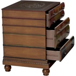 Crestview Collection Vintage Traditional Chestnut Wood Rectangular Accent Side End Table 23" X 20" With 3-Drawer Brown Golden Library Book For Spaces -HOMCOM Sales Store GUEST 4b0481ed 0cab 4ef2 9f19 b03824a48a61