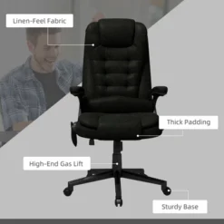 HOMCOM 6 Point Vibrating Massage Office Chair With Heat, Linen High Back Executive Office Chair With Reclining Backrest, Armrests -HOMCOM Sales Store GUEST 4c8bb64d be30 4d11 9b9f 204f28563ca5