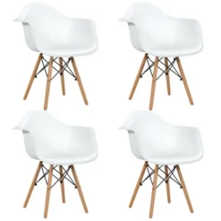 Costway 4PCS Molded Dining Arm Chair Side Chair Home Kitchen W/ Wooden Legs -HOMCOM Sales Store GUEST 4cc3b645 b20a 4c00 9e85 b6218f6c70b9