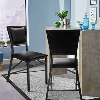 Costway Set Of 2 Metal Folding Chair Dining Chairs Home Restaurant Furniture Portable Black 5 Costway Set Of 2 Metal Folding Chair Dining Chairs Home Restaurant Furniture Portable Black - Image 3