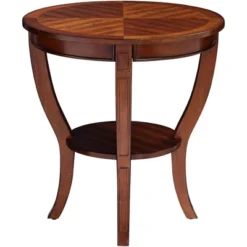 Elm Lane Farmhouse Rustic Cherry Wood Round Accent Side End Table 26" Wide Natural Curving Legs Living Room Home House Entryway 14 Elm Lane Farmhouse Rustic Cherry Wood Round Accent Side End Table 26" Wide Natural Curving Legs Living Room Home House Entryway -HOMCOM Sales Store GUEST 4d4a3b83 10c3 4a84 bf8c 9403fddd4ac7