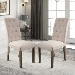 Set Of 2 Aristocratic Solid Wood Tufted Dining Chair-ModernLuxe -HOMCOM Sales Store GUEST 4d9e8bcb 13d0 44a8 bfe8 b793c51aa68d