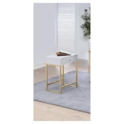End Table White Brass - Acme Furniture